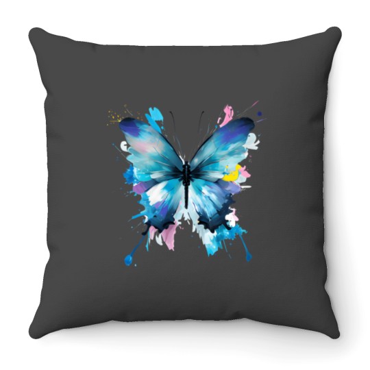 Discover Blue Butterfly Art Garden Beautiful Butterflies 21 Throw Pillows