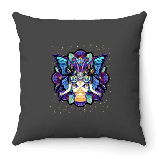 Discover Psychedeliutterfly Abstract Art Colorful Hippie Trippy Throw Pillows