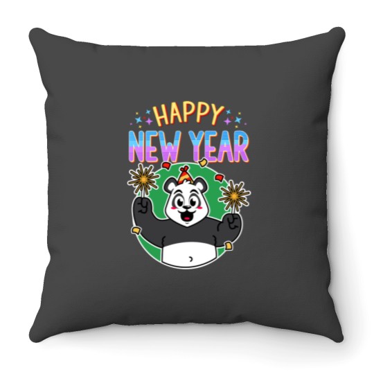 Discover Hello 2024, happy new year, panda Throw Pillows