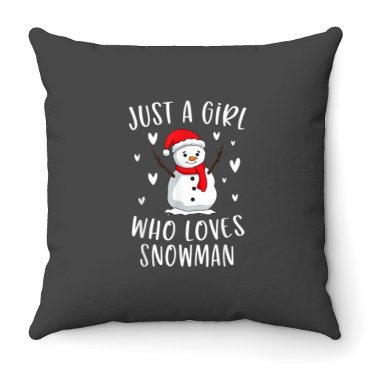 Discover Just A Girl Who Loves Snowman Xmas Cute Christmas Throw Pillows
