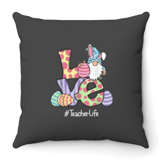 Discover Love Easter Teacher Life Gnomes Teacher Easter 2023 Throw Pillows