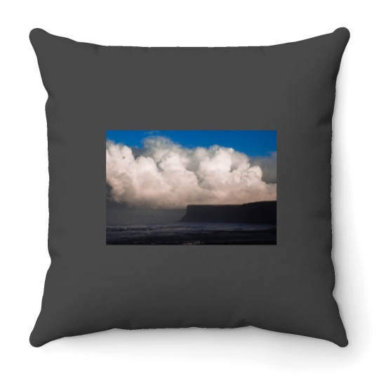 Discover Weather coming in at Saltburn beach Long Throw Pillows