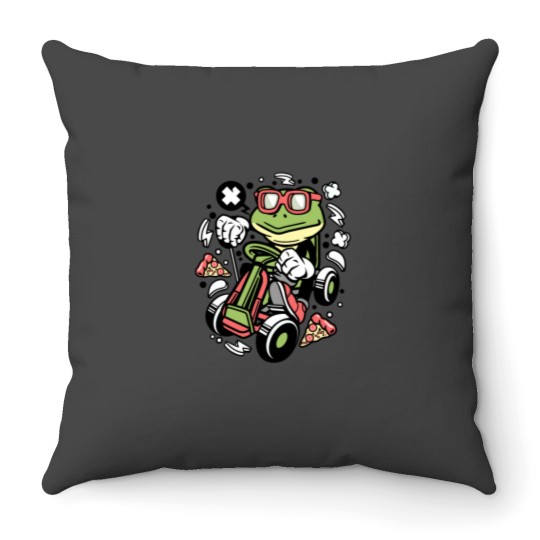 Discover Frog Gokart Racer Throw Pillows