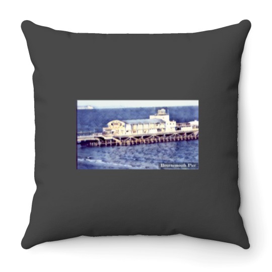 Discover Bournemouth Pier - One art on video frame Throw Pillows