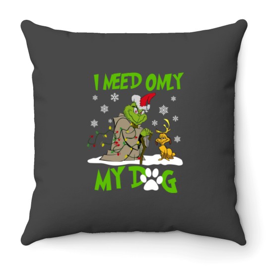 Discover Merry Christmas I Need Only My Dog Throw Pillows
