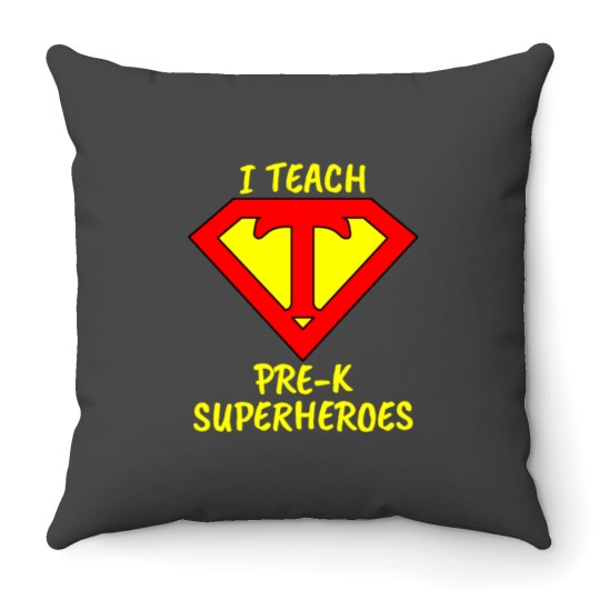 Discover I Teach  Superheroes Pre-K Teacher Relaxed Fit Throw Pillows