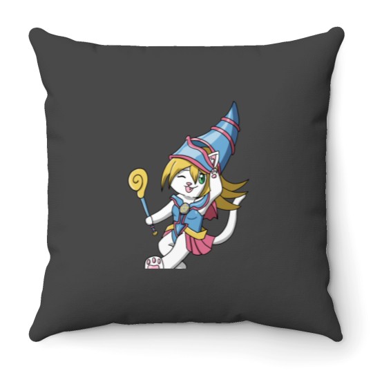 Discover cosplay cat Dark magician girl Throw Pillows