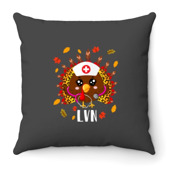 Discover Funny LVN Leopard Turkey Leopard Nursing Thanksgiving Throw Pillows