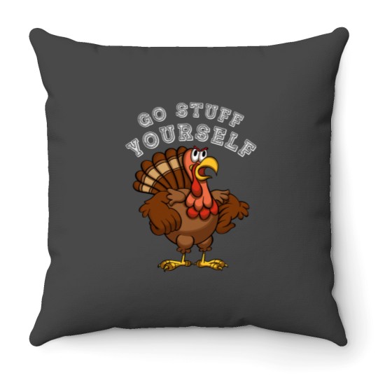 Discover Go Stuff Yourself Thanksgiving Angry Turkey Gobble 22 Throw Pillows