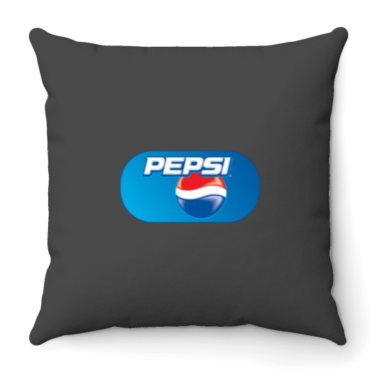 Discover Peppsi is a carbonated soft drink with cola flavor Throw Pillows