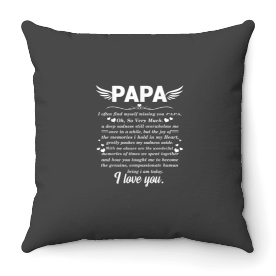 Discover Papa in Heaven Memory Of My Dad Papa Grandpa Throw Pillows