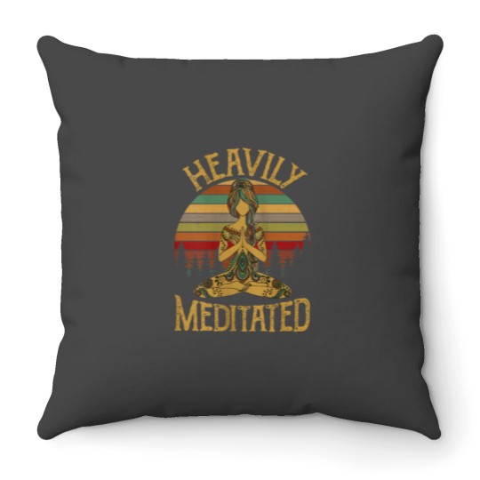 Discover Vintage Heavily Meditated Yoga Meditation Spiritual Warrior Throw Pillows