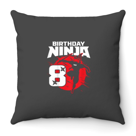 Discover Kids Birthday Ninja 8th Birthday Little Ninja Is 8 Year Old Boys Throw Pillows