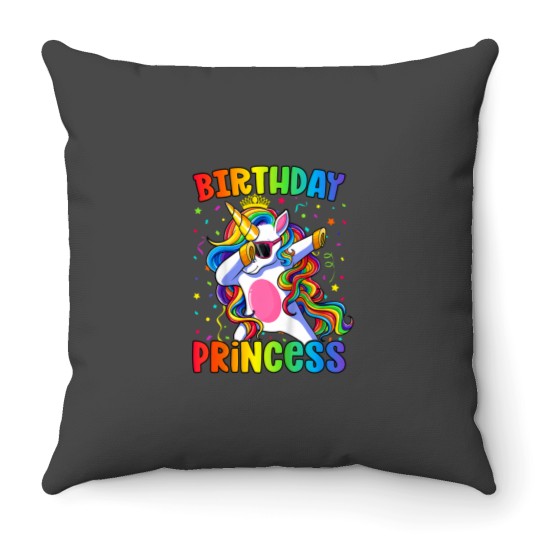 Discover Kids Birthday Princess Shirt Girl Unicorn Birthday Throw Pillows