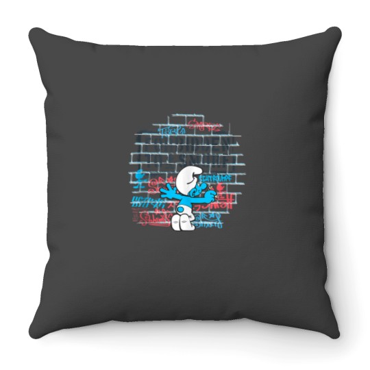 Discover The Smuurfs Forbidden to Smurf Street Art Throw Pillows