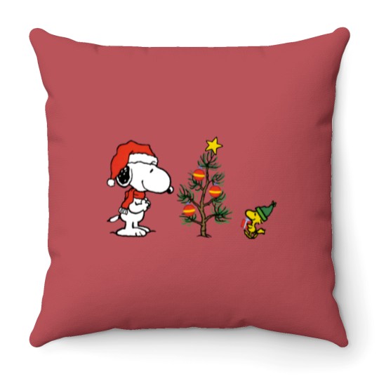 Discover Embroidered Snoopy Winter Dog Throw Pillows
