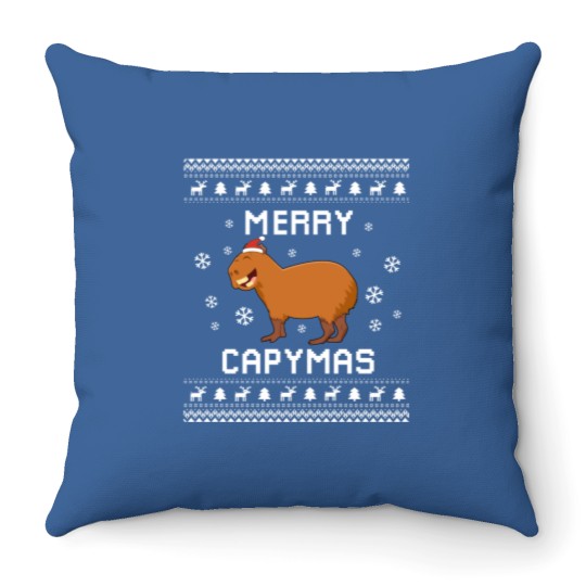 Discover Capyba r a Christmas Sweater Capybar a Inu Ugly Xmas Swea Capyba r a Christmas Gift Merry Capymas Throw Pillows