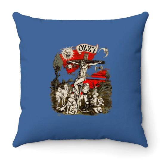 Discover Vintage 1991 Ozzy Osbourne Cross Graphic Throw Pillows