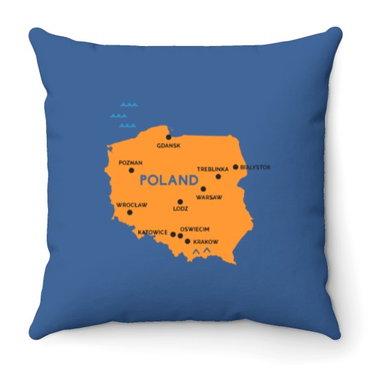 Discover poland map Throw Pillows