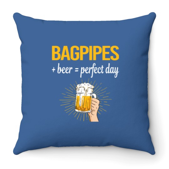 Discover Bagpipe Beer Perfect Day Bagpipe Bagpipes Bagpiper Throw Pillows