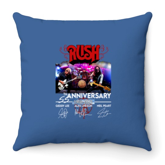 Discover 55 Years RUSH Band 1968-2023 Signatures Throw Pillows