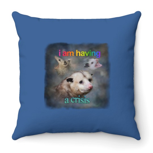 Discover I am having a crisis possum word art Classic Throw Pillows