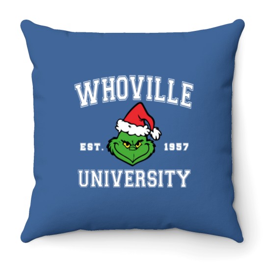 Discover Christmas Whoville University Est. 1957 Throw Pillow - Holiday Gift