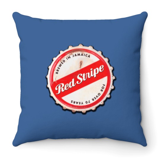 Discover Red Stripe Bottle Cap Throw Pillows