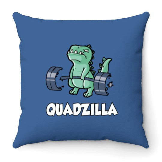 Discover Quadzilla Dino Dinosaur Lifting Gym Training Gift Throw Pillows
