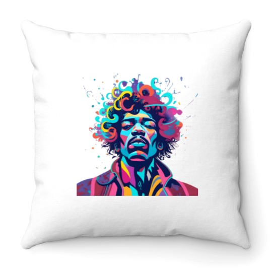 Discover Jimi hendrix,color design Throw Pillows