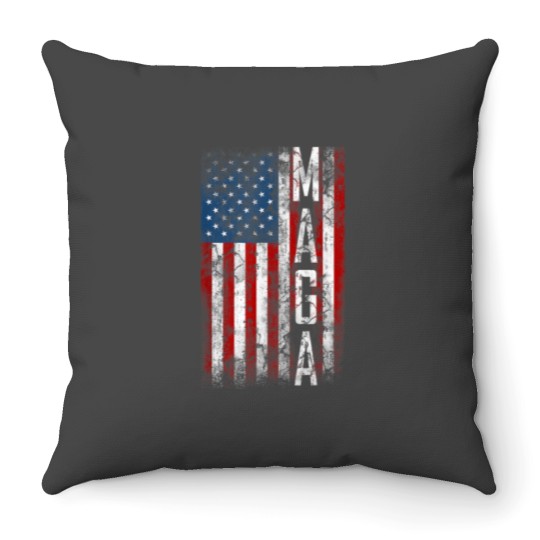 Discover Vintage Grunge Maga American Flag Lover Throw Pillow