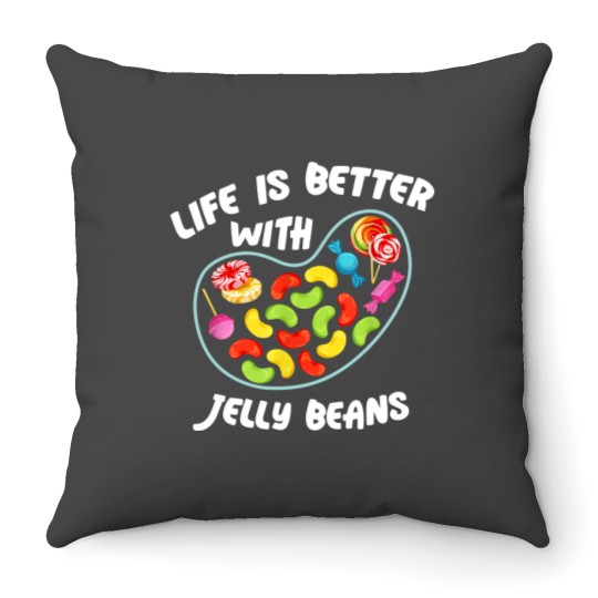 Discover Life Better Jelly Bean Candy Fruity Juicy Day Throw Pillows
