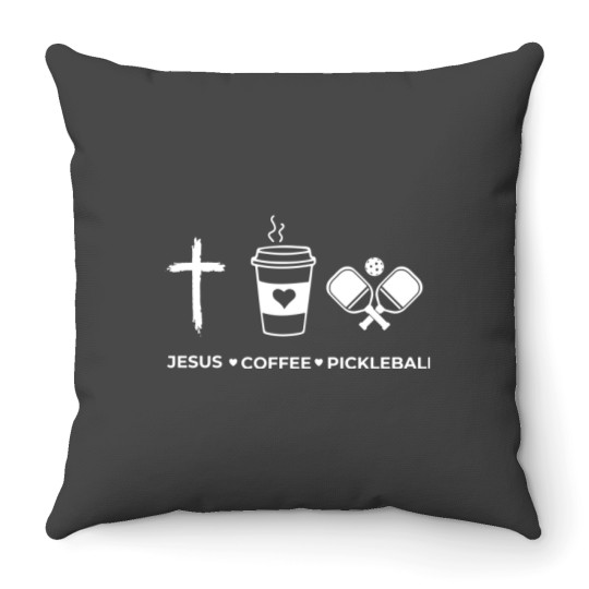 Discover Jesus Coffee Pickleball  Throw Pillows