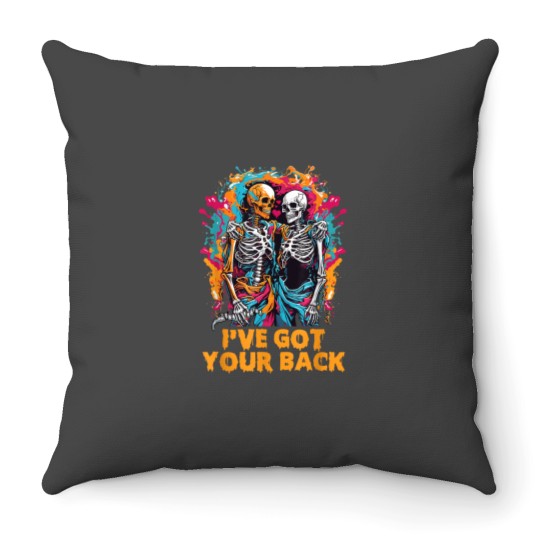 Discover Ive Got Your Back Funny Halloween Skeletons Skull Men Women 5919 Throw Pillows