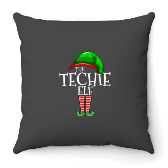 Discover The Techie Elf Family Matching Group Christmas Gift Funny Throw Pillows