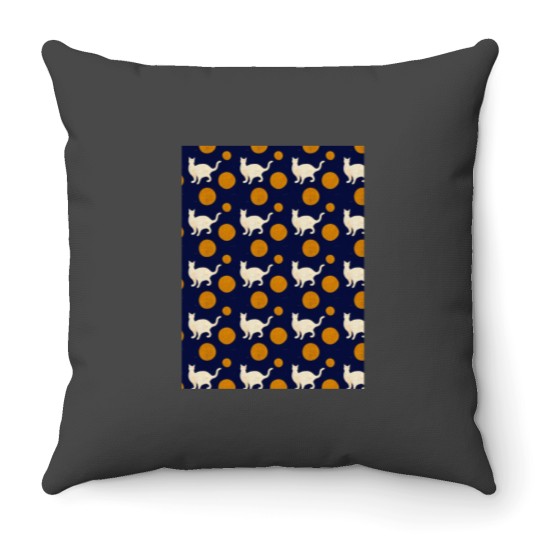 Discover White Cat Orange Polka Dots - Matisse-esque Graphic Throw Pillows