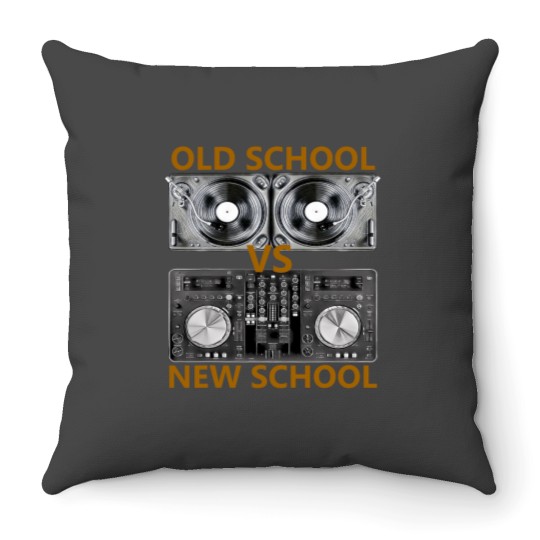 Discover Old School DJ VS New School DJ HouseDance Music Throw Pillows