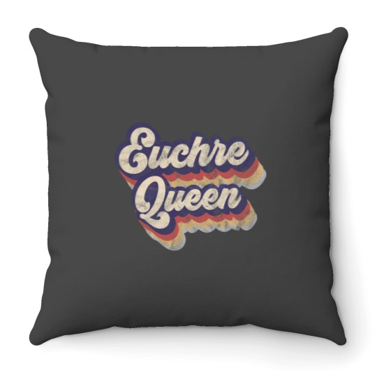 Discover Euchre Queen Throw Pillow for Game Night Decor