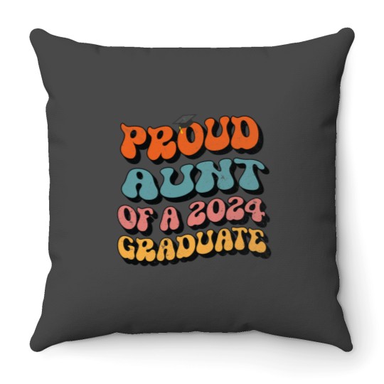 Discover Proud Aunt of a 2024 Graduate Groovy Senior Graduation 24 Throw Pillows