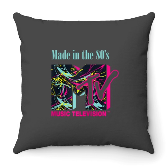 Discover Mademark x MTVs The  MTVs Logo with abstract funky new Wave Lines Raglan Baseball Tee Throw Pillows