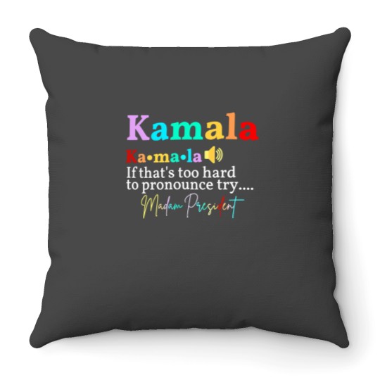 Discover Madam President Throw Pillow - Support Kamala Harris in 2024