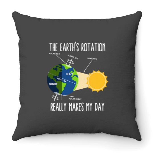 Discover Funny Earth Rotation Earth Days Science Teacher Kids Women Throw Pillows