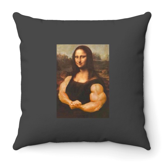 Discover Mona Lisa Bodybuilding Muscle Gym Workout Outfits Throw Pillows