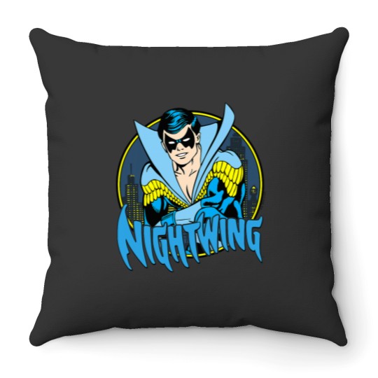 Discover Nightwing Circle Throw Pillows