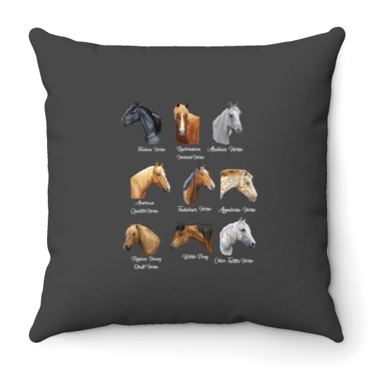 Discover Horse Breeds Equestrian horseback riding gift for girls Throw Pillows