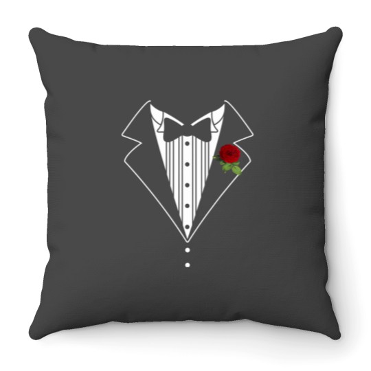 Discover Funny Tuxedo shirt Wedding Shirt fakes Tux Bachelor Prom Throw Pillows