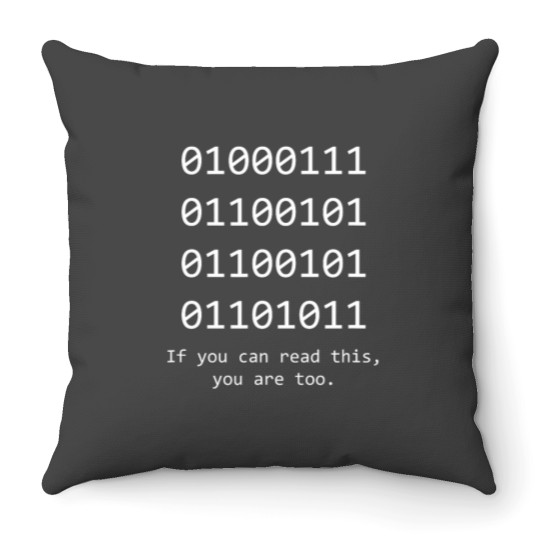 Discover Funny Computer Binary Code Programmer Developer Geek Gift Throw Pillows
