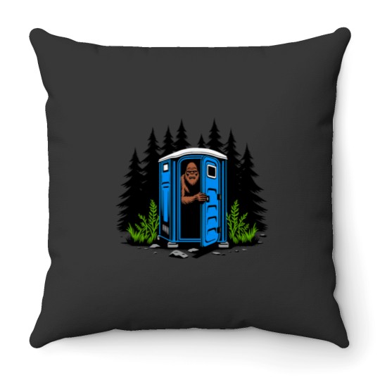 Discover Peeking Out Of A Porta Potty In The Throw Pillows