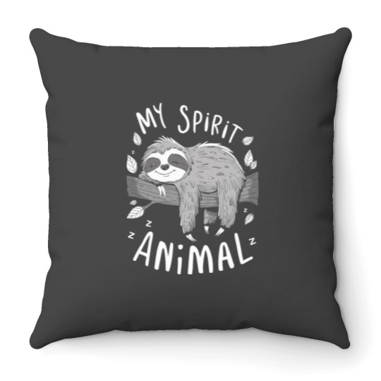 Discover Sloth My Spirit Animal Funny Sloth Throw Pillows