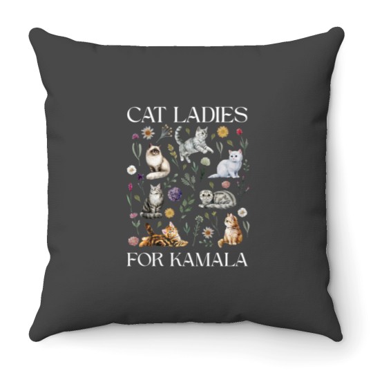 Discover Cat Ladies For Kamala Throw Pillows, Kamala Harris 2024 President Throw Pillows